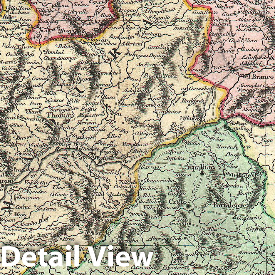 Historic Map : Cary Map of Portugal , 1801, Vintage Wall Art
