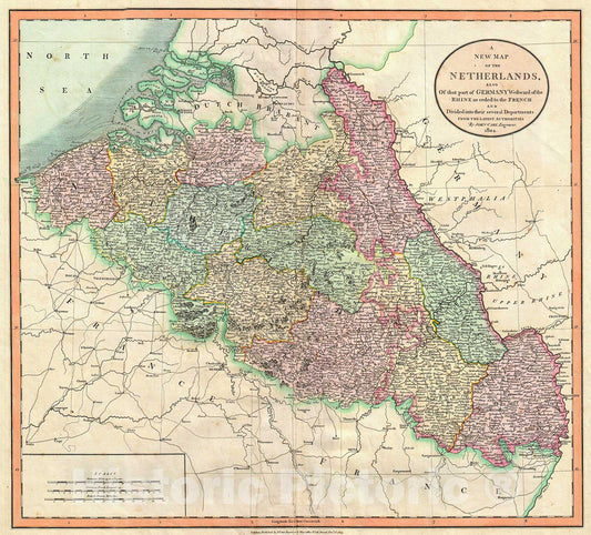 Historic Map : Cary Map of Belgium and Luxembourg , 1804, Vintage Wall Art