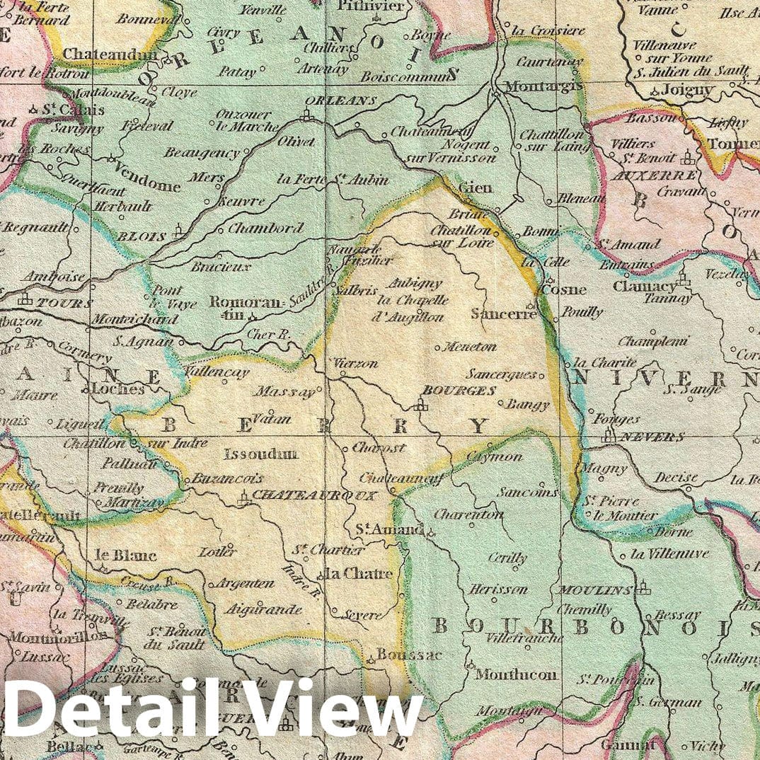 Historic Map : Thomson Map of France , 1814, Vintage Wall Art