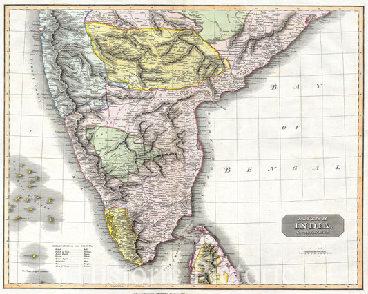 Historic Map : Thomson Map of India , 1814, Vintage Wall Art