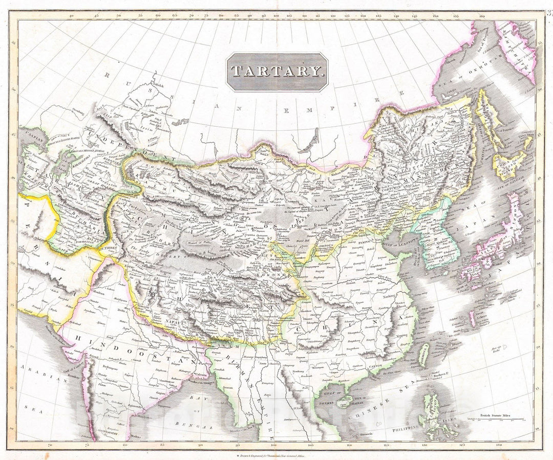 Historic Map : Thomson Map of Tartary (Mongolia, Tibet) , 1814, Vintage Wall Art