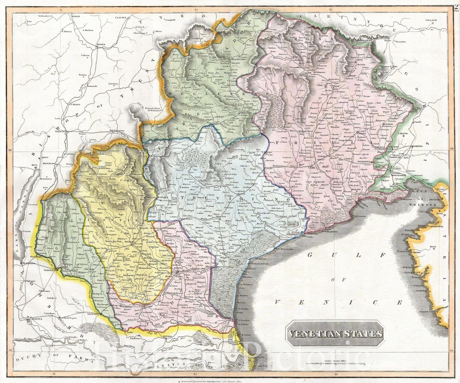 Historic Map : Thomson Map of The Venetian States (Venice), Italy , 1814, Vintage Wall Art