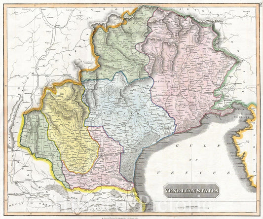 Historic Map : Thomson Map of The Venetian States (Venice), Italy , 1814, Vintage Wall Art