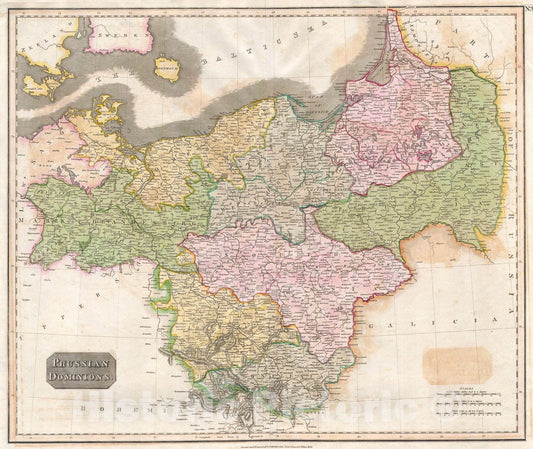 Historic Map : Thomson Map of Prussia, Germany , 1815, Vintage Wall Art