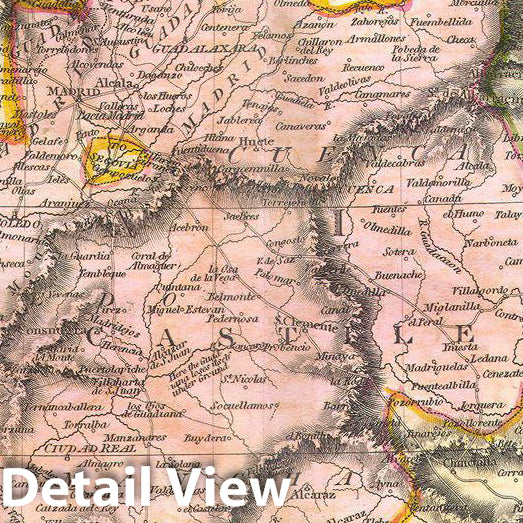 Historic Map : Thomson Map of Spain and Portugal , 1815, Vintage Wall Art