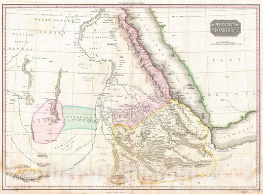 Historic Map : Pinkerton Map of Nubia, Sudan and Abyssinia, 1818, Vintage Wall Art