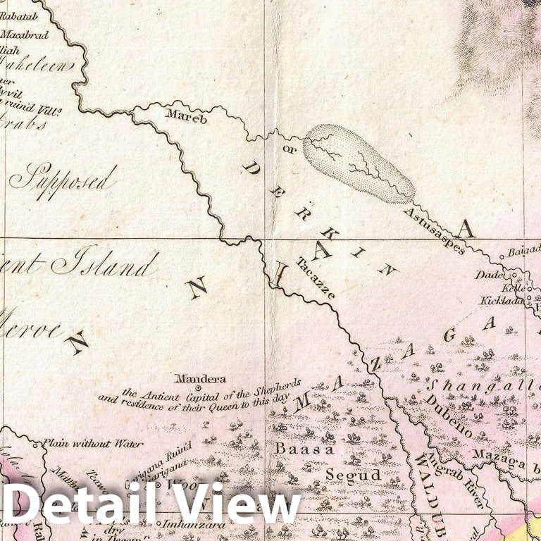 Historic Map : Pinkerton Map of Nubia, Sudan and Abyssinia, 1818, Vintage Wall Art