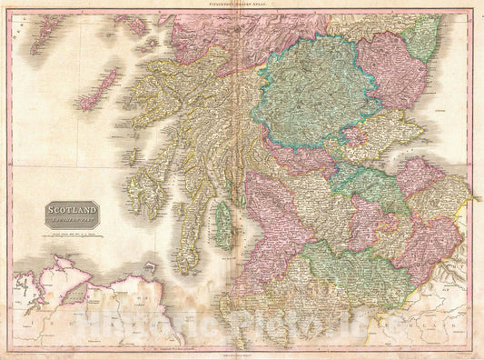 Historic Map : Pinkerton Map of Southern Scotland, 1818, Vintage Wall Art