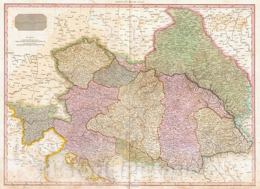 Historic Map : Pinkerton Map of The Austrian Empire, 1818, Vintage Wall Art