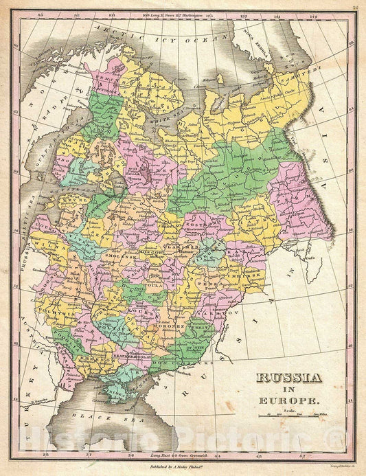 Historic Map : Finley Map of Russia , 1827, Vintage Wall Art