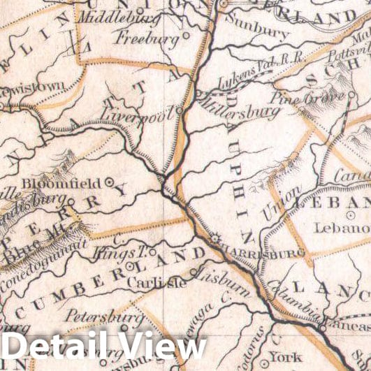 Historic Map : BraArtd Map of Pennsylvania and New Jersey, 1835, Vintage Wall Art