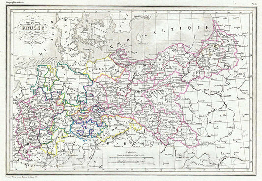 Historic Map : MalteBrun Map of Prussia, Germany, 1843, Vintage Wall Art