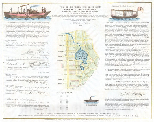 Historic Map : Broadside of The Collect Pond, New York and Steam Boat (Five Points) , 1846, Vintage Wall Art