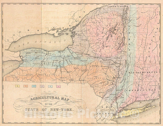 Historic Map : Emmons Agricultural Map of New York State, 1846, Vintage Wall Art