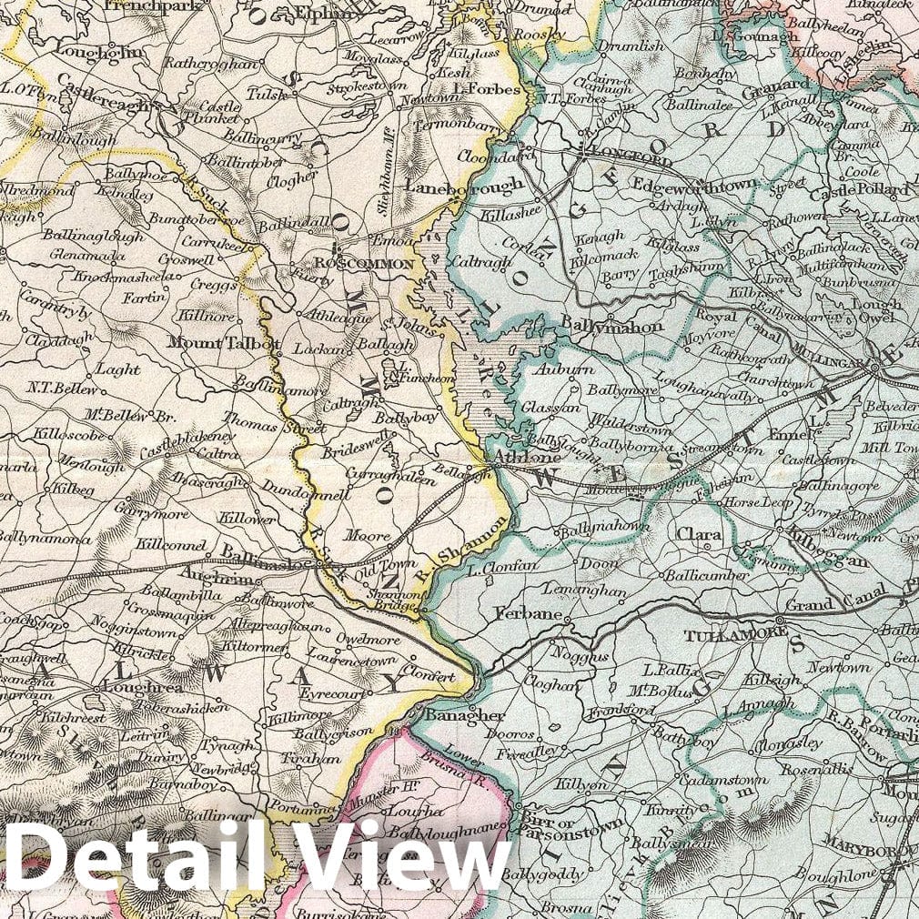 Historic Map : Hall Map of Ireland, 1850, Vintage Wall Art