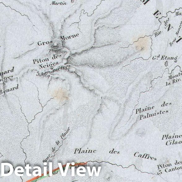 Historic Map : Levasseur Map of ILE de La Reunion, 1850, Vintage Wall Art