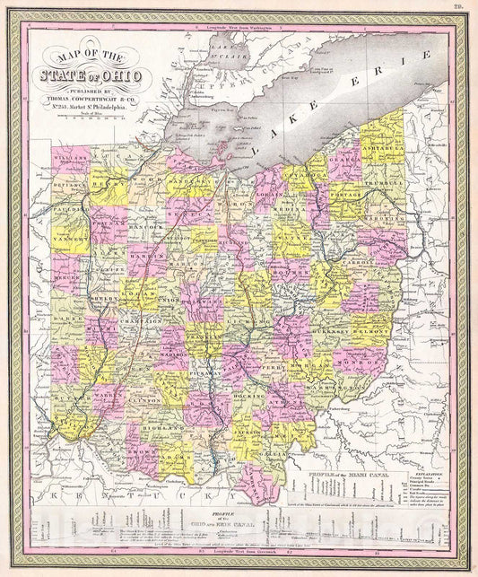 Historic Map : Mitchell Map of Ohio, Version 2, 1850, Vintage Wall Art