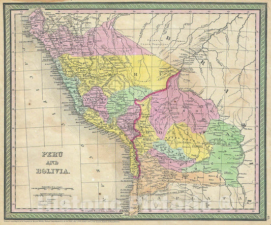 Historic Map : Mitchell Map of Peru and Bolivia , 1850, Vintage Wall Art