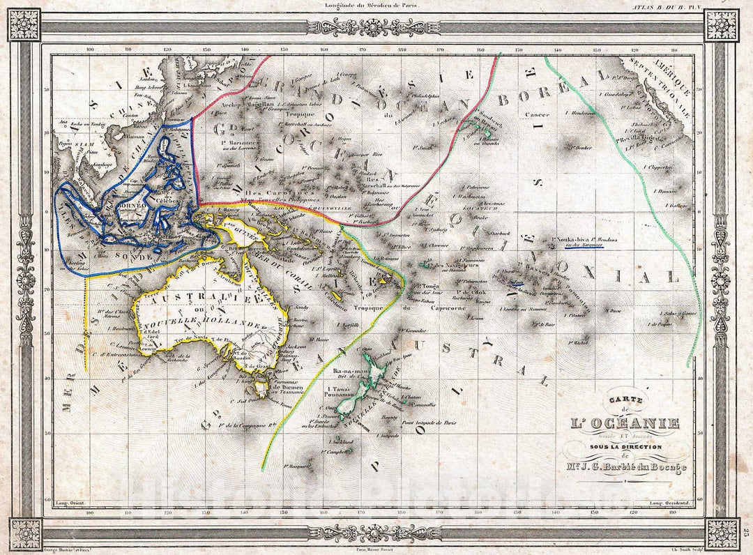 Historic Map : Bocage Map of Australia and Polynesia, 1852, Vintage Wall Art