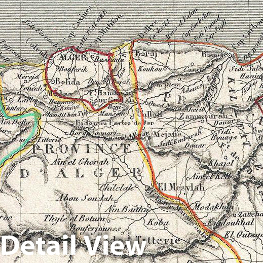 Historic Map : Levasseur Map of Algeria, 1852, Vintage Wall Art