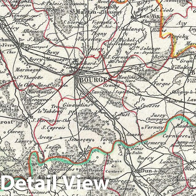 Historic Map : Levasseur Map of The Department Du Cher, France, 1852, Vintage Wall Art