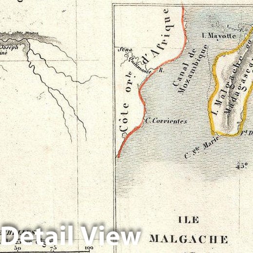 Historic Map : Levassuer Map of Senegal, Senegambia, and Madagascar, 1852, Vintage Wall Art