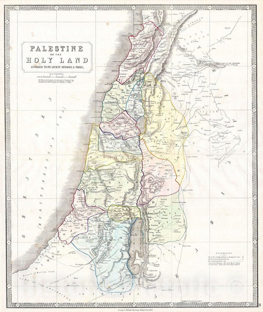 Historic Map : Philip Map of Palestine, Israel, Holy Land, 1852, Vintage Wall Art