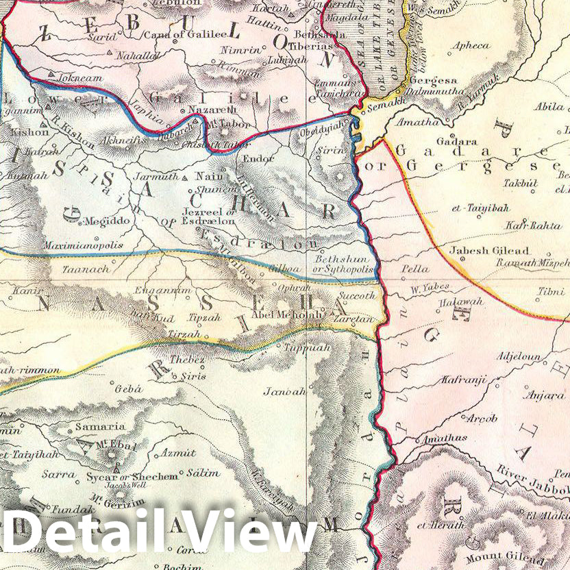 Historic Map : Philip Map of Palestine, Israel, Holy Land, 1852, Vintage Wall Art