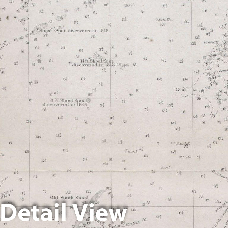 Historic Map : U.S.C.S. Map or Chart of Nantucket, Massachusetts , 1852, Vintage Wall Art
