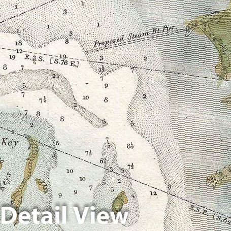 Historic Map : U.S. Coast Survey Map of Cedar Key, Florida , 1852, Vintage Wall Art