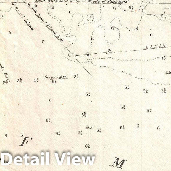 Historic Map : U.S. Coast Survey Map of Horn Island Pass, Mississippi Sound , 1852, Vintage Wall Art