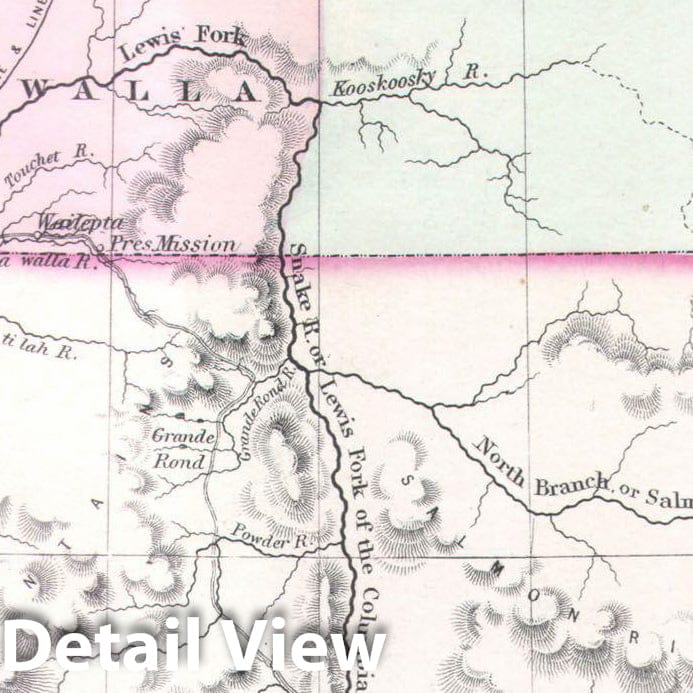 Historic Map : Colton Map of Washington and Oregon (w Montana, Idaho) , 1853, Vintage Wall Art