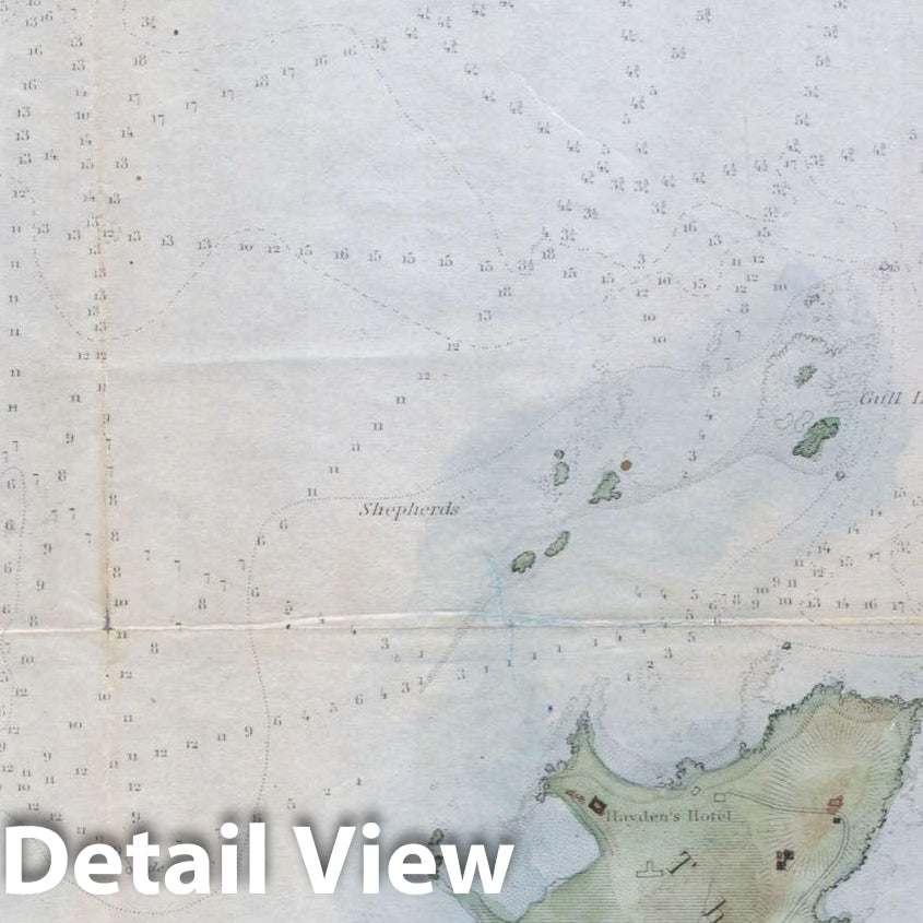 Historic Map : U.S.C.S. Map of Minots Ledge, Near Boston Harbor (Cohasset), Version 2, 1853, Vintage Wall Art