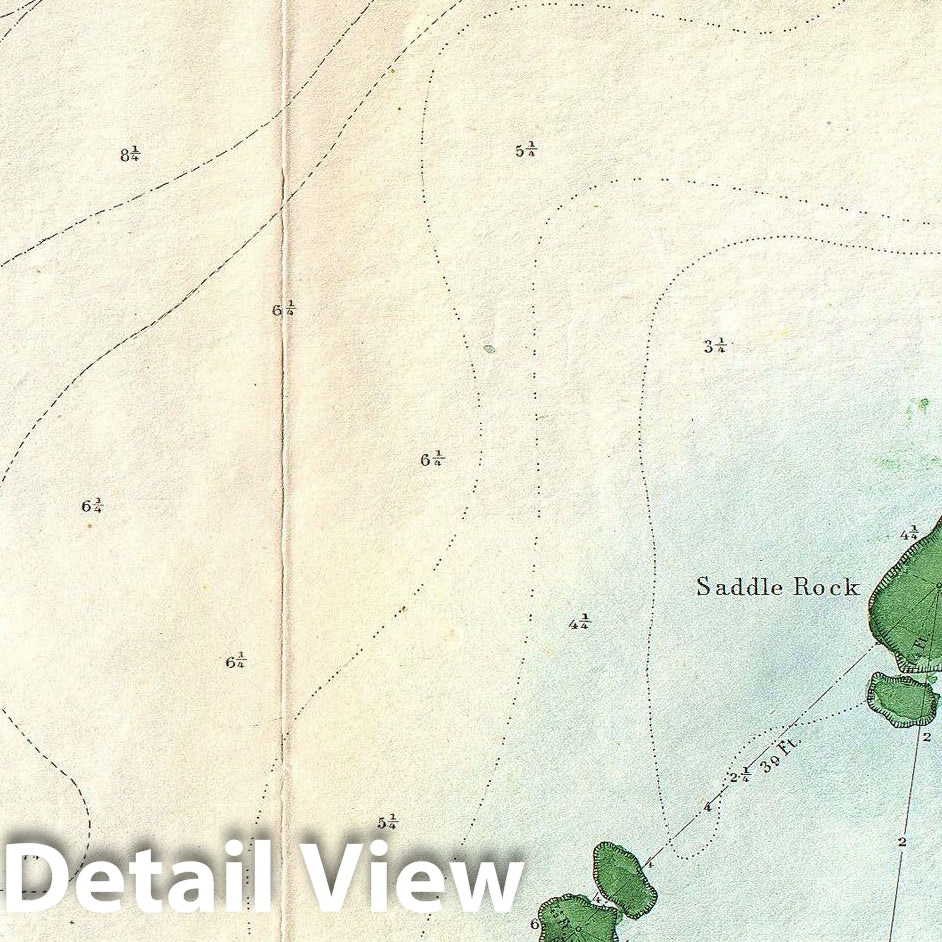 Historic Map : U.S. Coast Survey Map or Chart of Sow and Pigs Reef Off Marthas Vineyard, Massachussetts , 1853, Vintage Wall Art