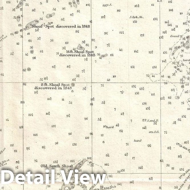 Historic Map : U.S. Coast Survey Nautical Chart or Map of Nantucket, Massachusetts, Version 2, 1854, Vintage Wall Art