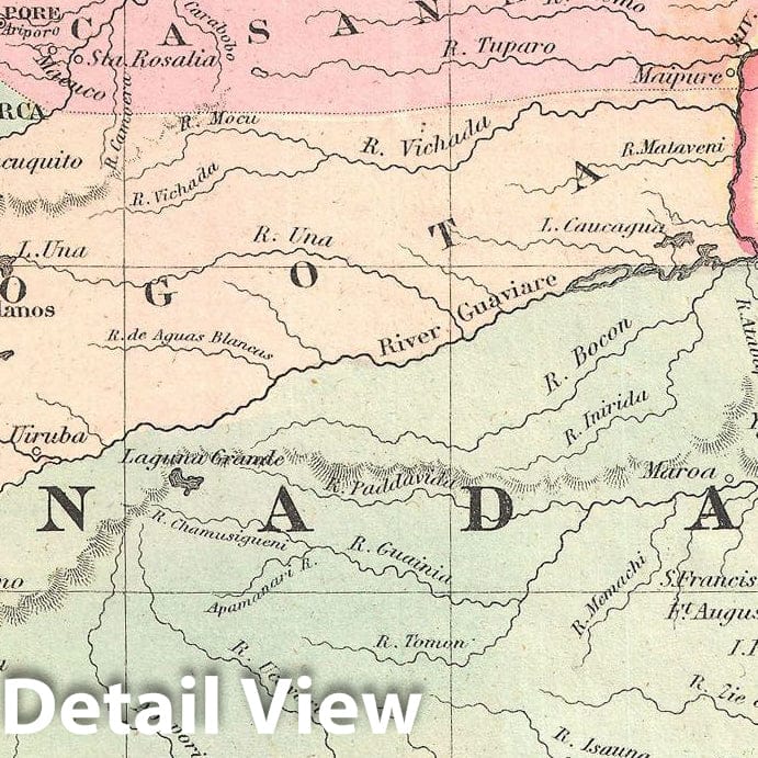 Historic Map : Colton Map of Columbia, Venezuela and Ecuador , 1855, Vintage Wall Art