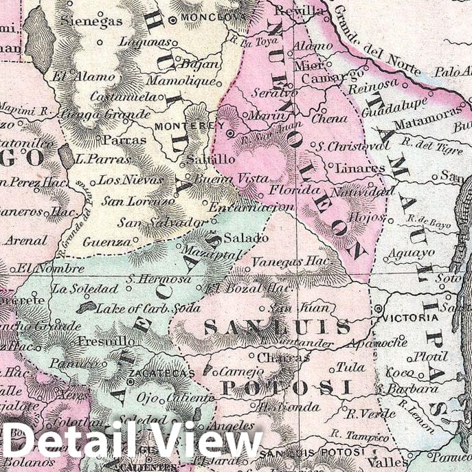 Historic Map : Colton Map of Mexico , 1855, Vintage Wall Art