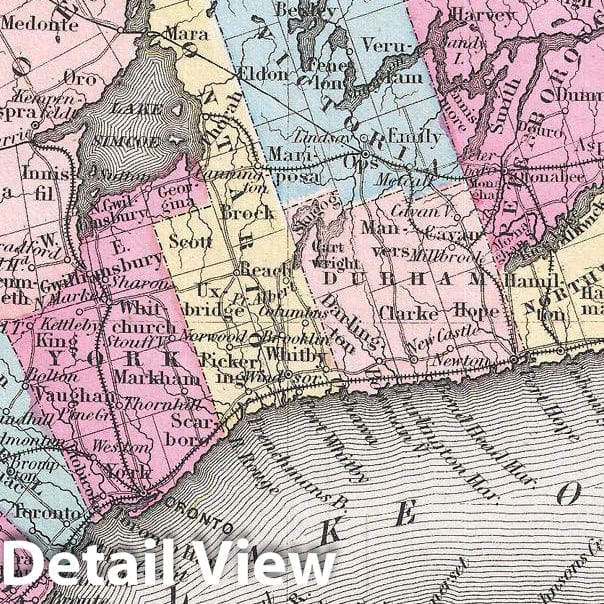 Historic Map : Colton Map of Upper Canada or Ontario , Version 2, 1855, Vintage Wall Art