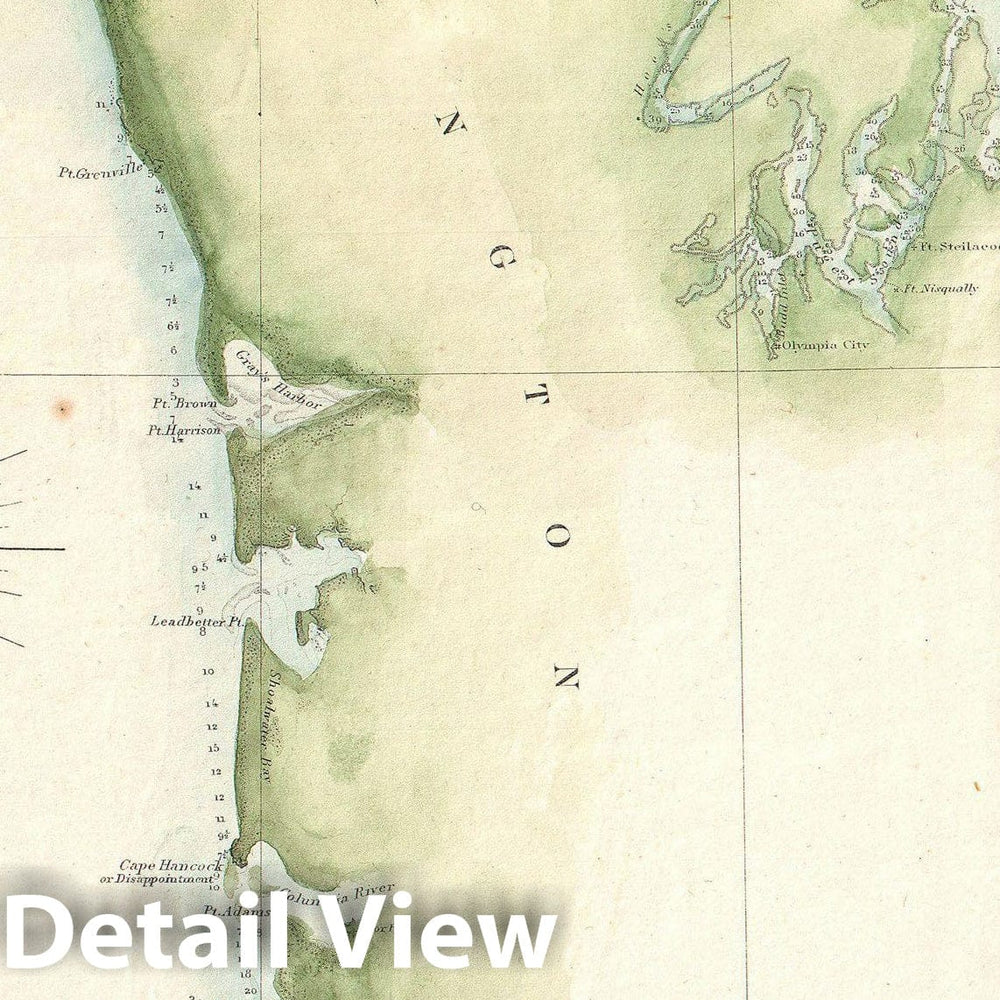 Historic Map : U.S.C.S. Map or Chart of Washington anArtegon , 1855, Vintage Wall Art
