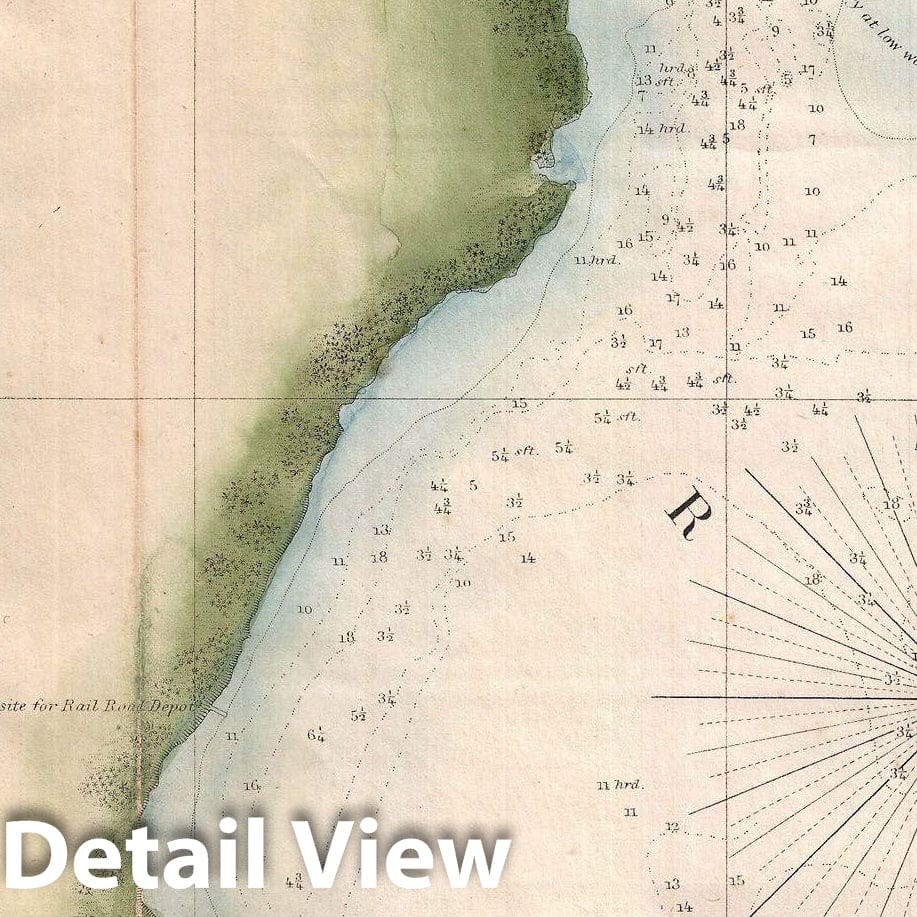 Historic Map : U.S. Coast Survey Chart or Map of Tampa Bay, Florida, 1855, Vintage Wall Art