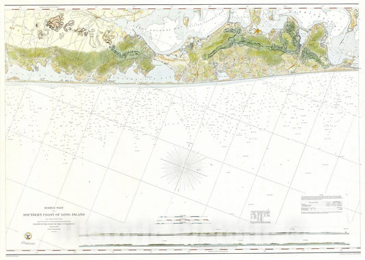 Historic Map : U.S.C.S. Map of Suffolk County, Southern Long Island, New York, 1856, Vintage Wall Art