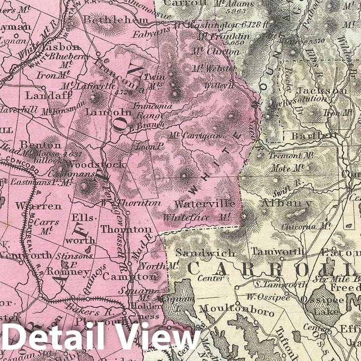 Historic Map : Colton Map of New Hampshire, Version 2, 1857, Vintage Wall Art