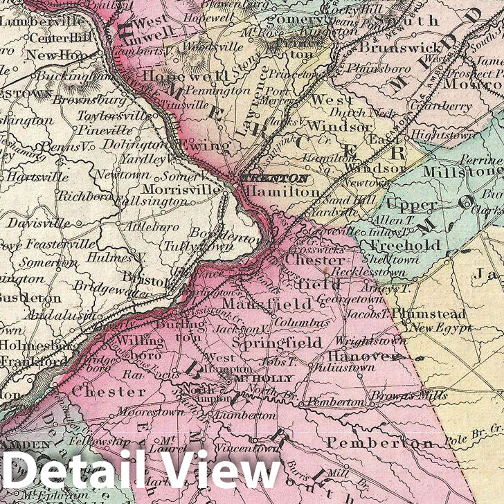 Historic Map : Colton Map of New Jersey, Version 3, 1857, Vintage Wall Art