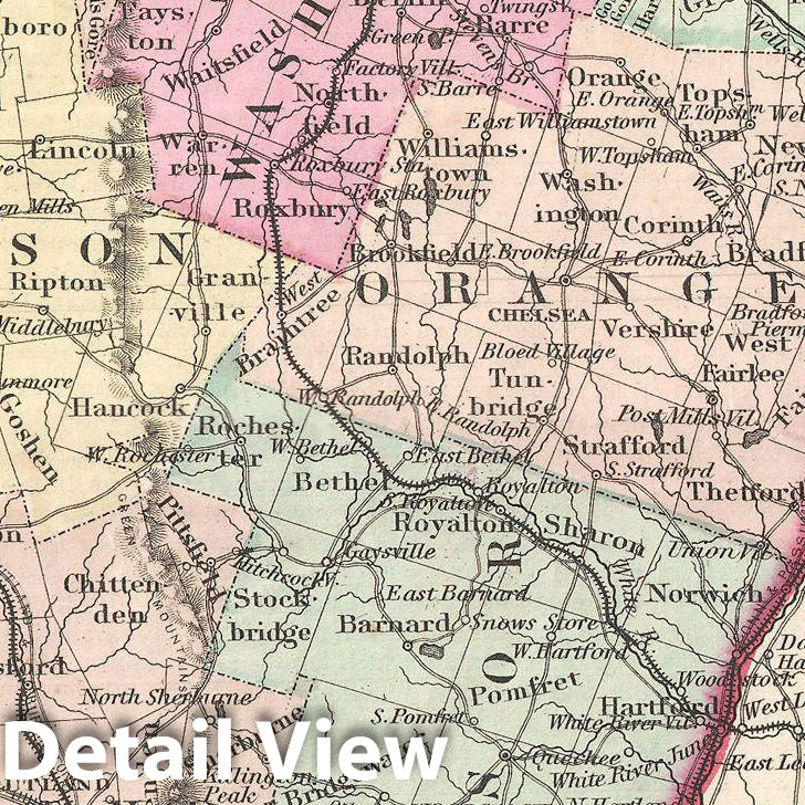 Historic Map : Colton Map of Vermont, Version 2, 1857, Vintage Wall Art