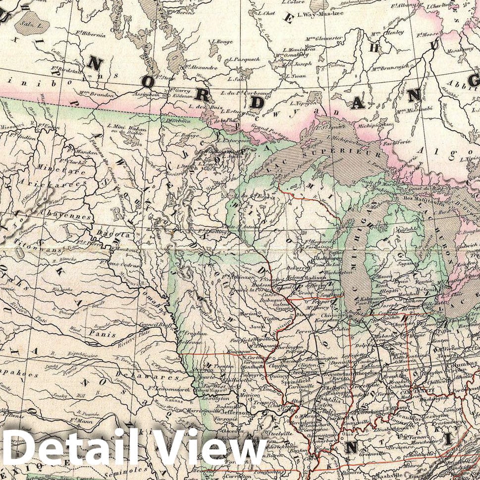 Historic Map : Dufour Map of North America , 1857, Vintage Wall Art