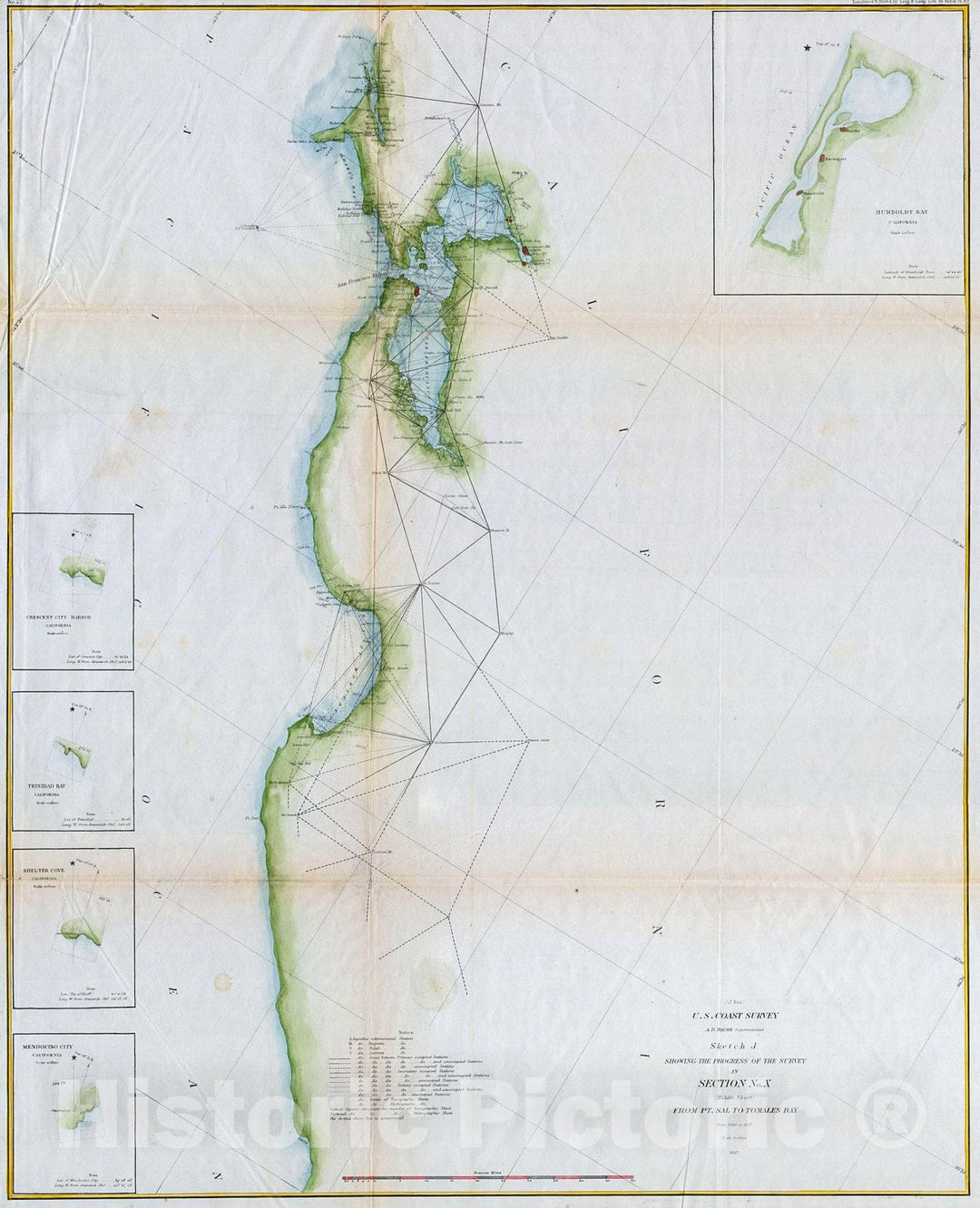 Historic Map : U.S.C.S. Map of San Francisco Bay, 1857, Vintage Wall Art