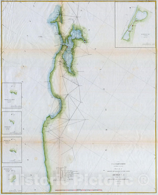 Historic Map : U.S.C.S. Map of San Francisco Bay, 1857, Vintage Wall Art