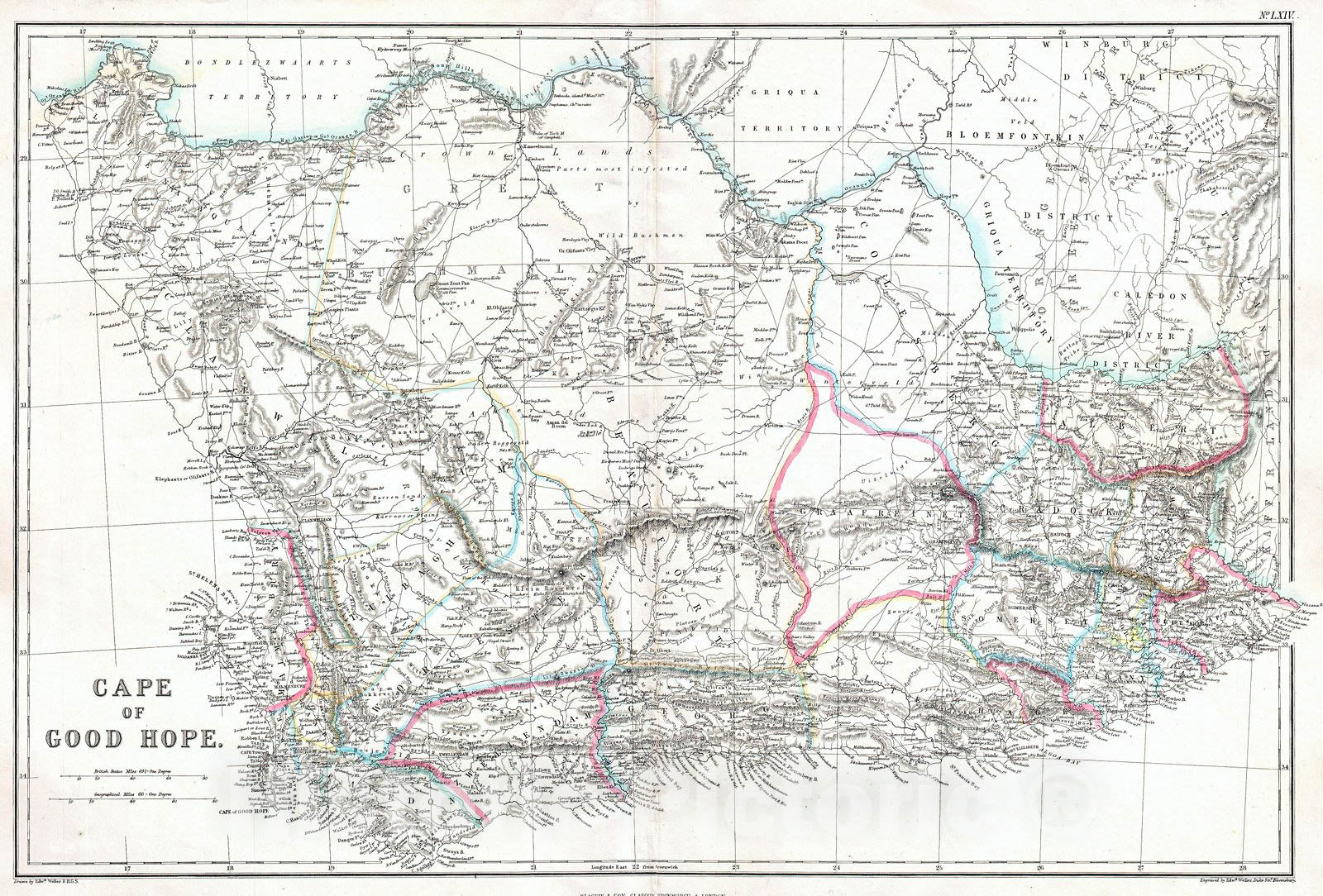 Historic Map : Blackie Map of The Cape of Good Hope, 1860, Vintage Wall Art