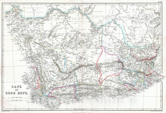 Historic Map : Blackie Map of The Cape of Good Hope, 1860, Vintage Wall Art