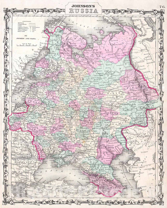 Historic Map : Johnson Map of Russia, Version 2, 1862, Vintage Wall Art
